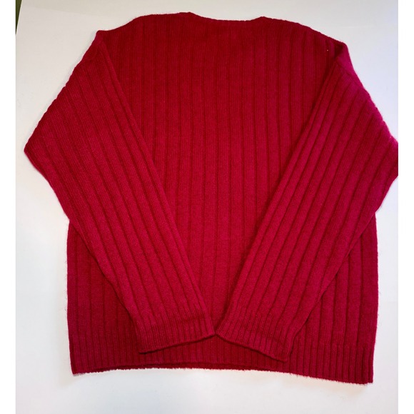 Eddie Bauer Mens Red Ribbed Wool Blend Vintage Preppy Sweater Large Tall L/G - Picture 2 of 5